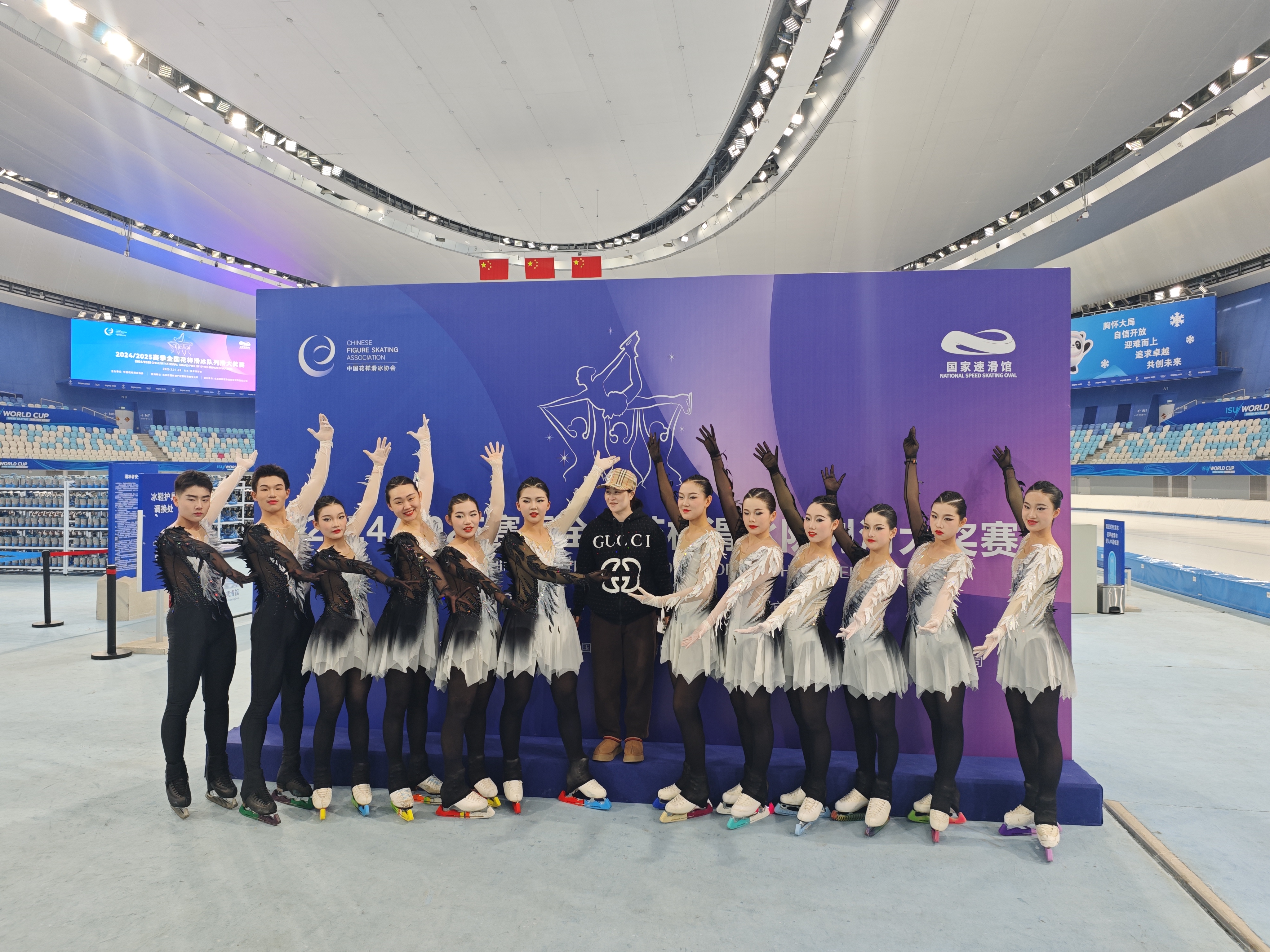 Martina with her synchronized skating team after a competition